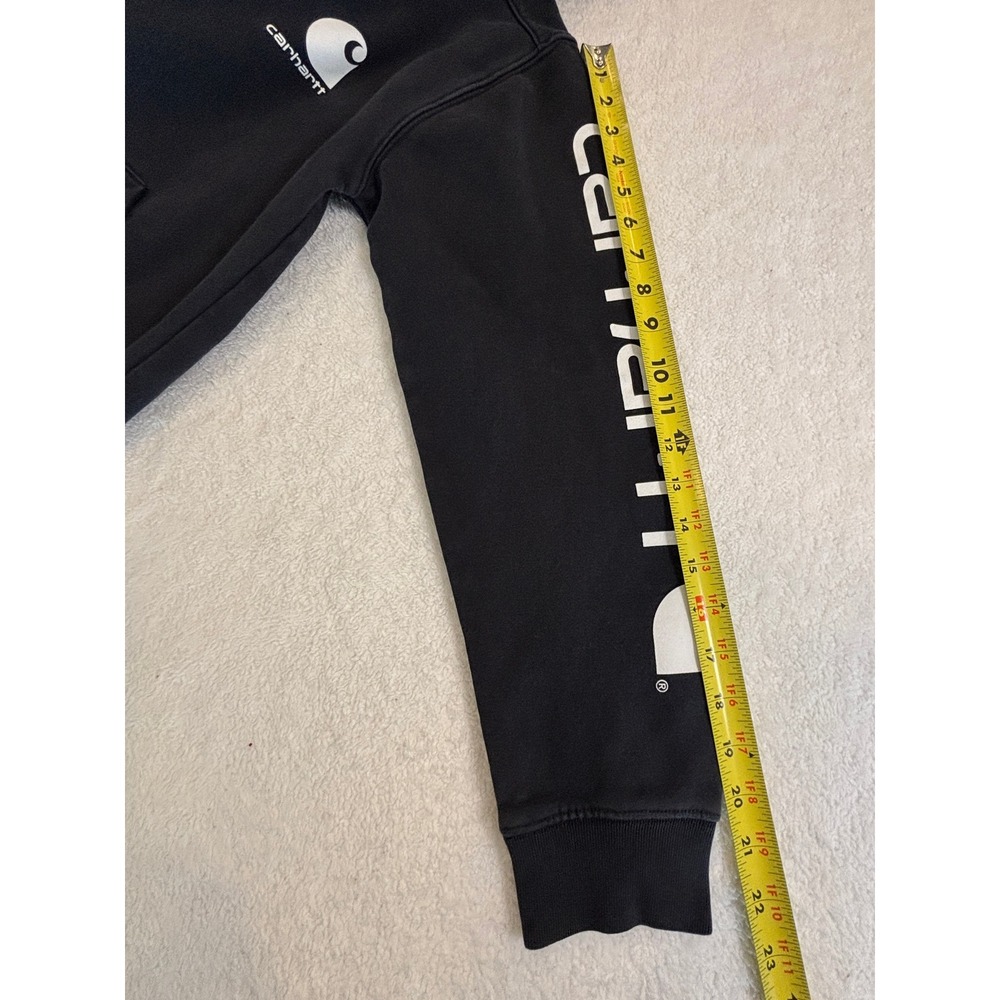 Carhartt Kids Black Logo Graphic Hoodie Sweatshirt Boys Large 14-16 Fleece - Picture 5 of 5